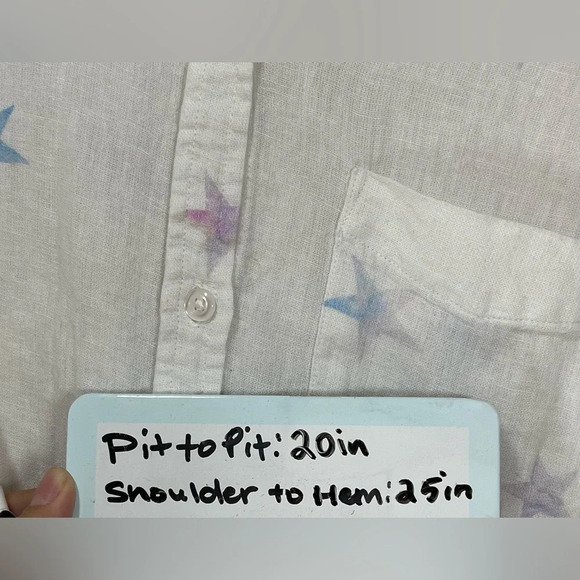 Rails Charli Tie Dye Stars Button Front Shirt Linen Blend White Women’s Small - Picture 16 of 16
